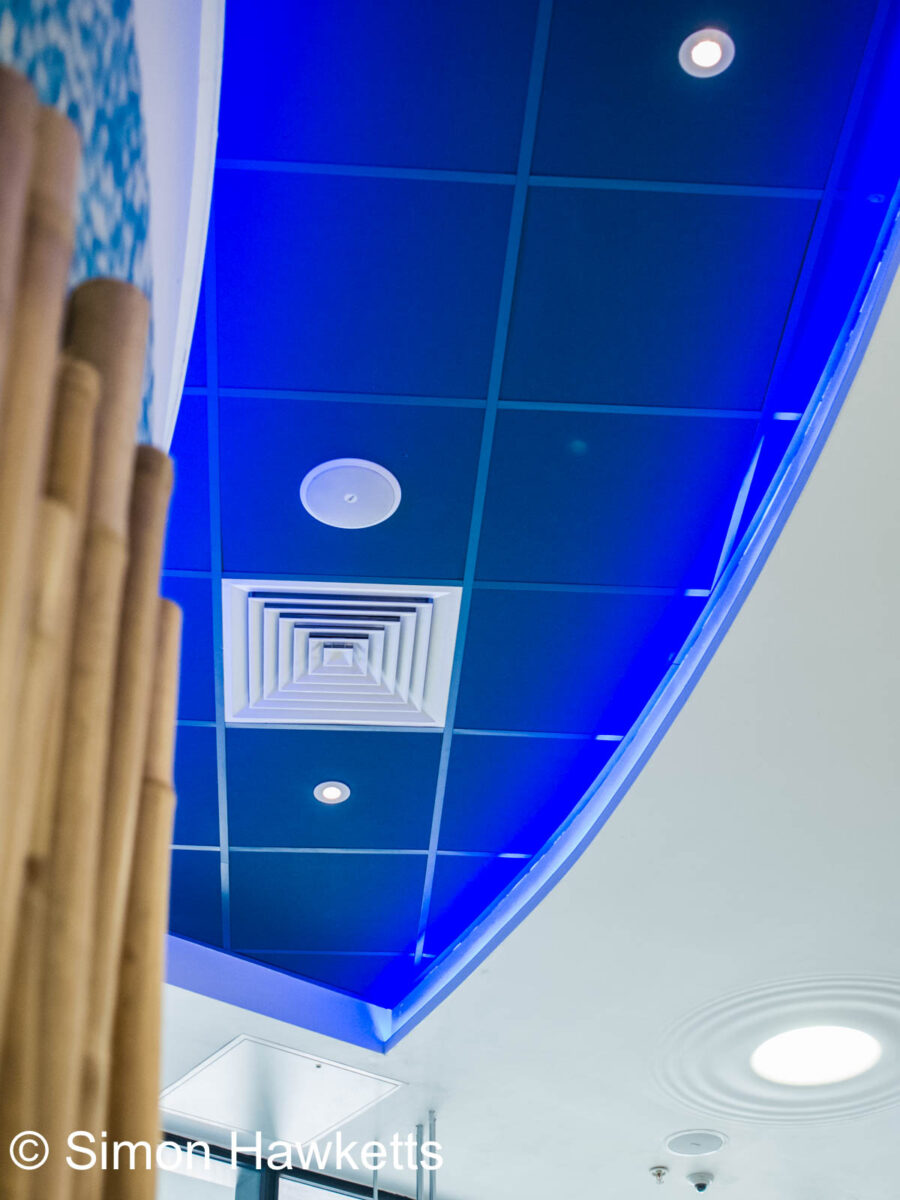 A pattern formed by lights and tiles