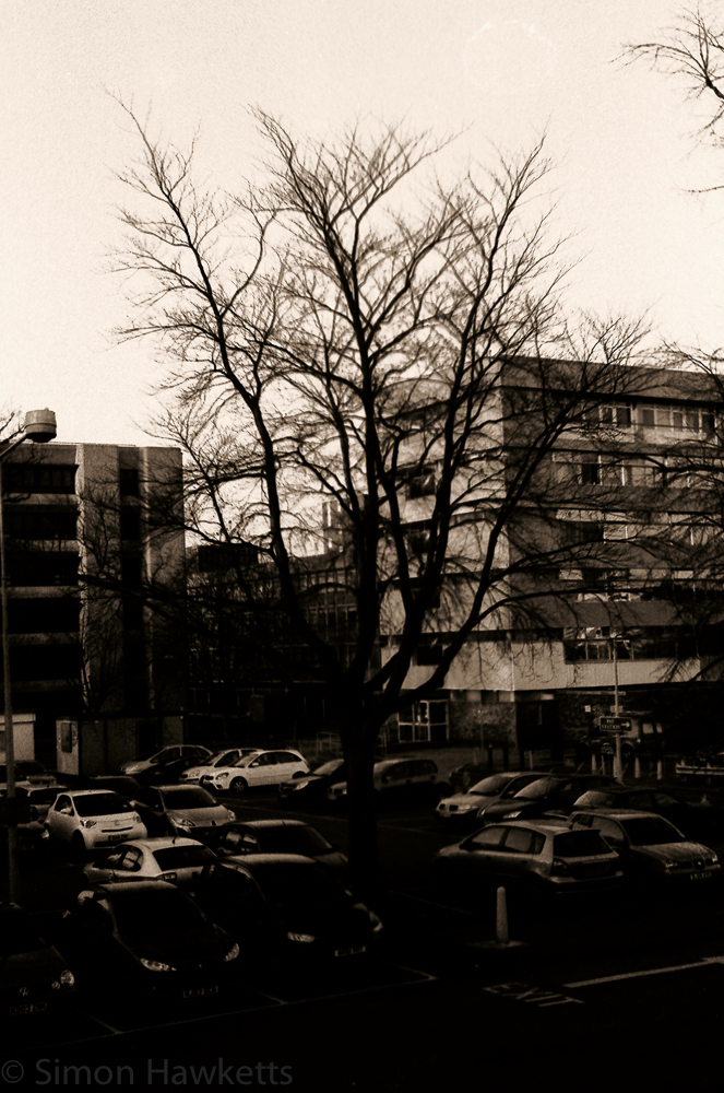 Yashica MG-1 sample pictures - Car Park in Stevanage