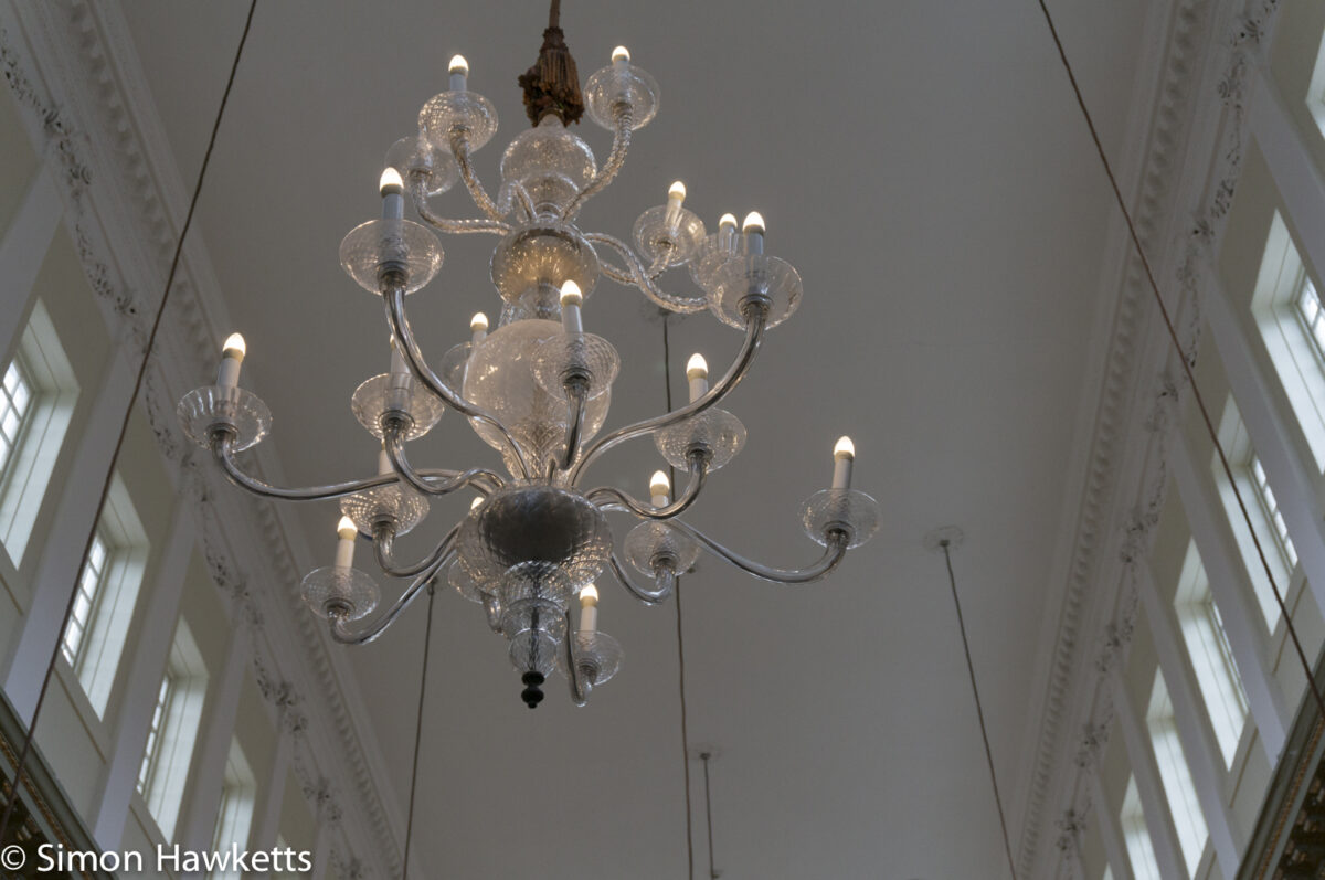 A light chandelier in Ask Italian restaurant in York