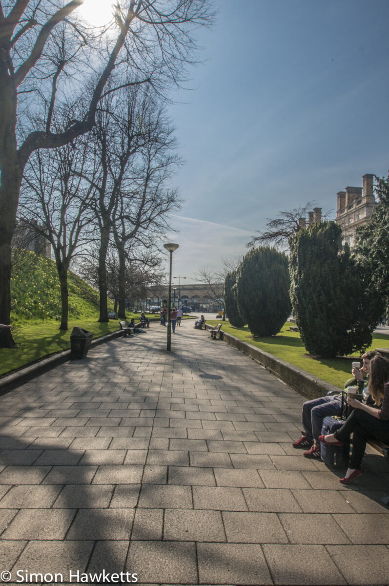 Wide walkways next to the city wall in York