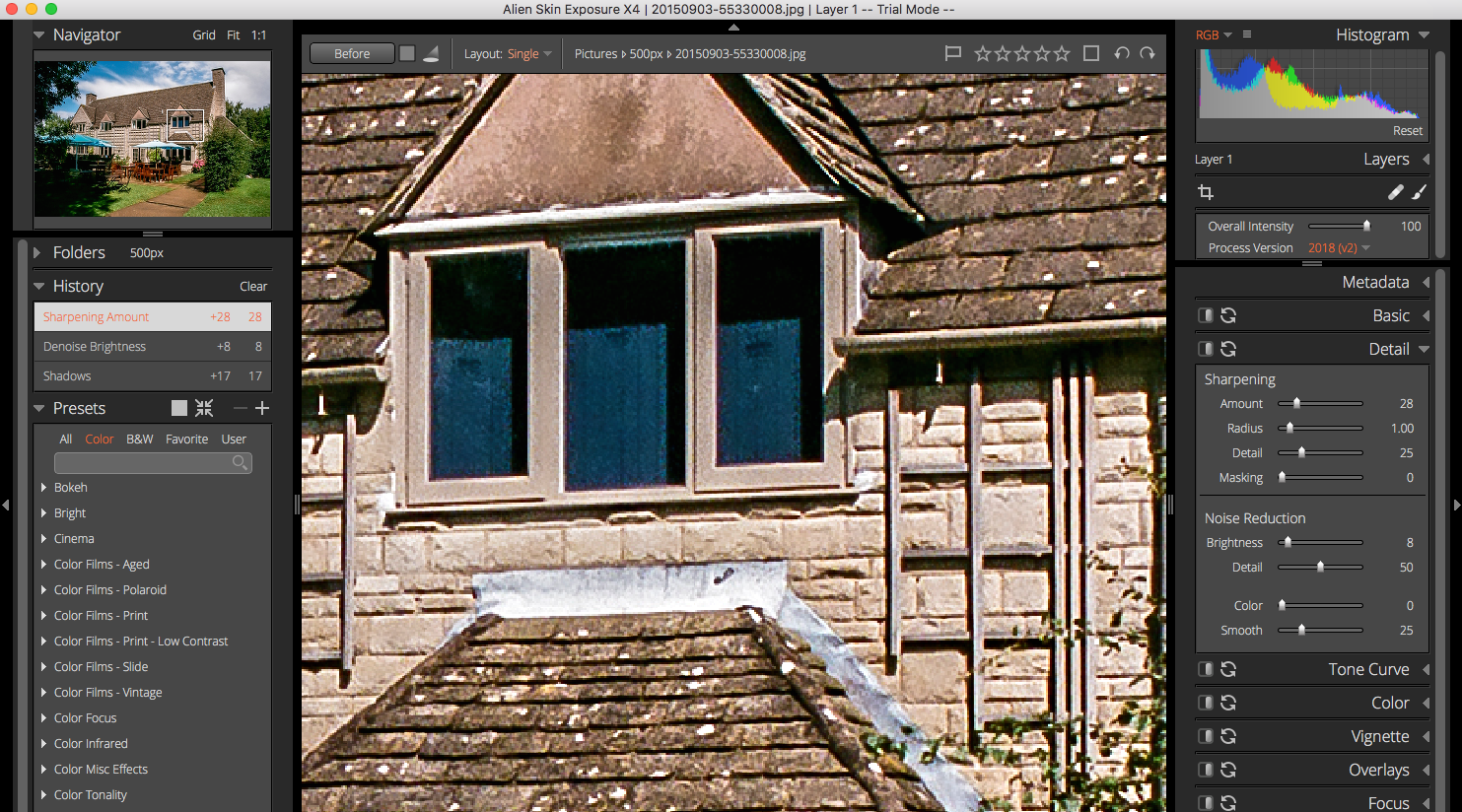 Alien Skin Exposure X4 - Applying noise reduction