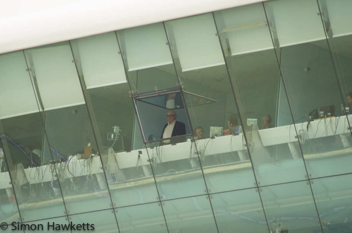 Lords cricket ground - The TMS box with Henry Blofeld