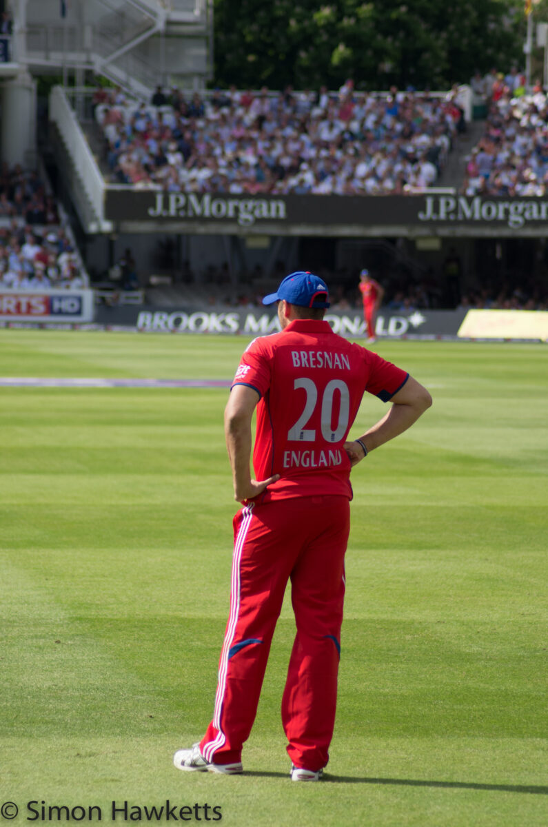 Lords cricket ground - Tim waits on the boundary