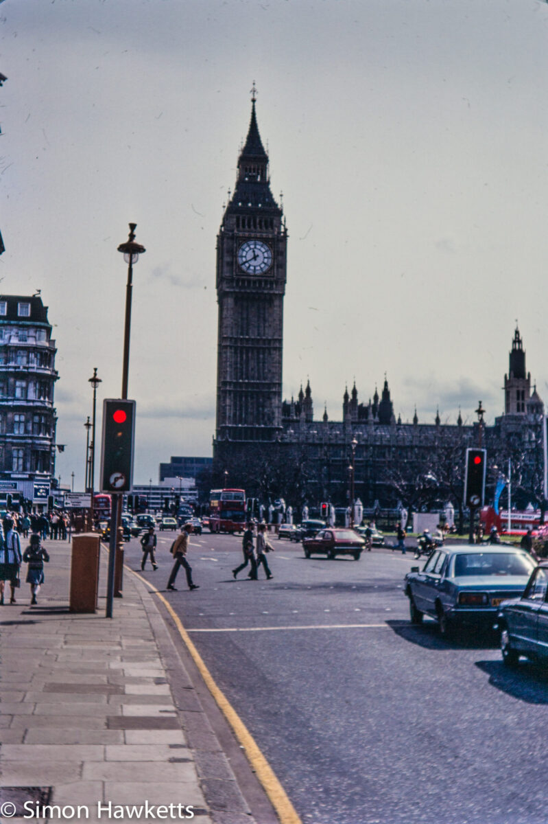 Olympus OM-20 pictures - Big ben in the distance on colour negative film taken about 1980