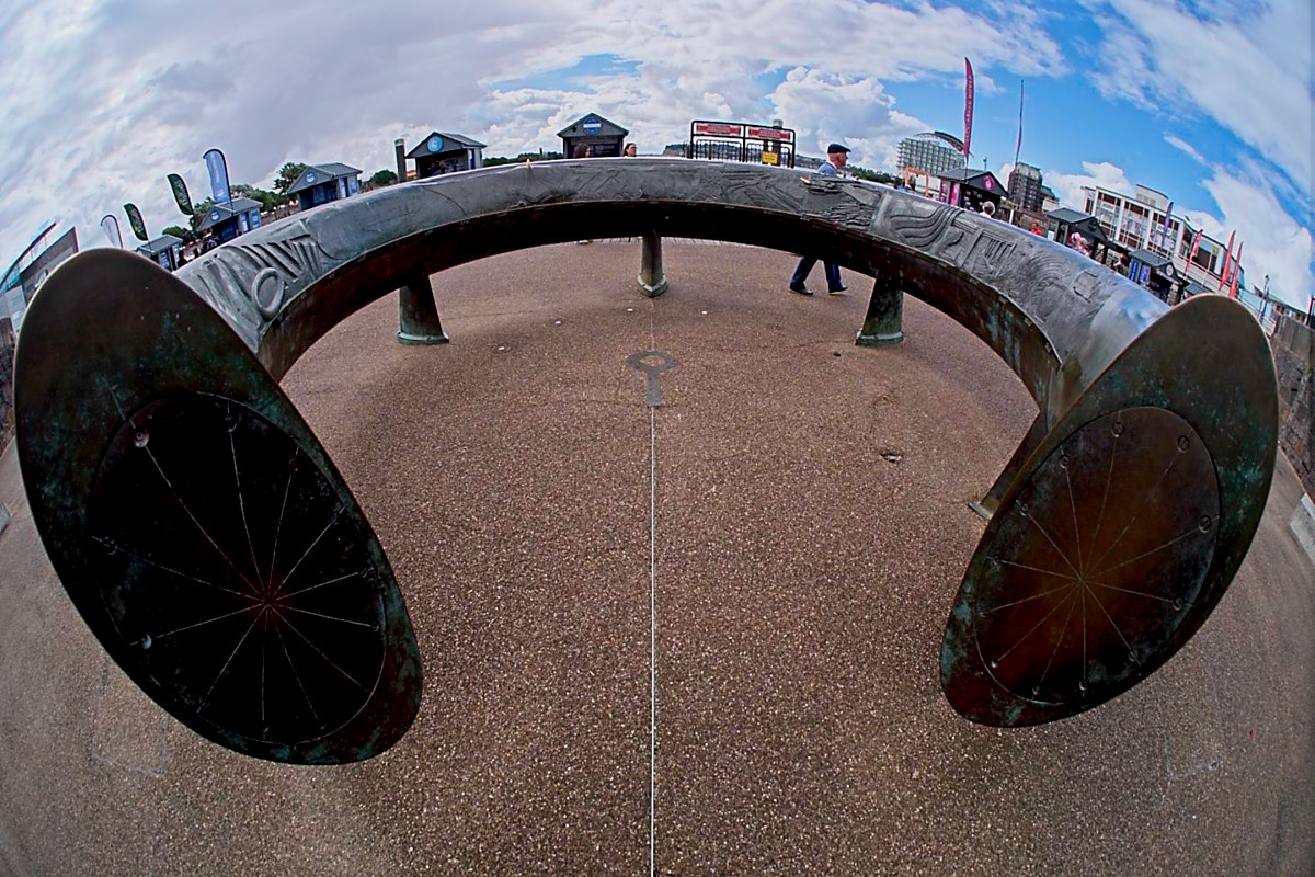 A photo of the Celtic Ring in Cardiff bay that was taken with a fisheye lens.